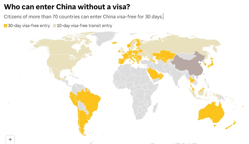 China Visa Tourist 70 Countries