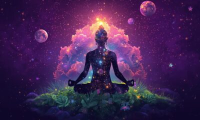 Meditate In Middle Of Clouds With Planets