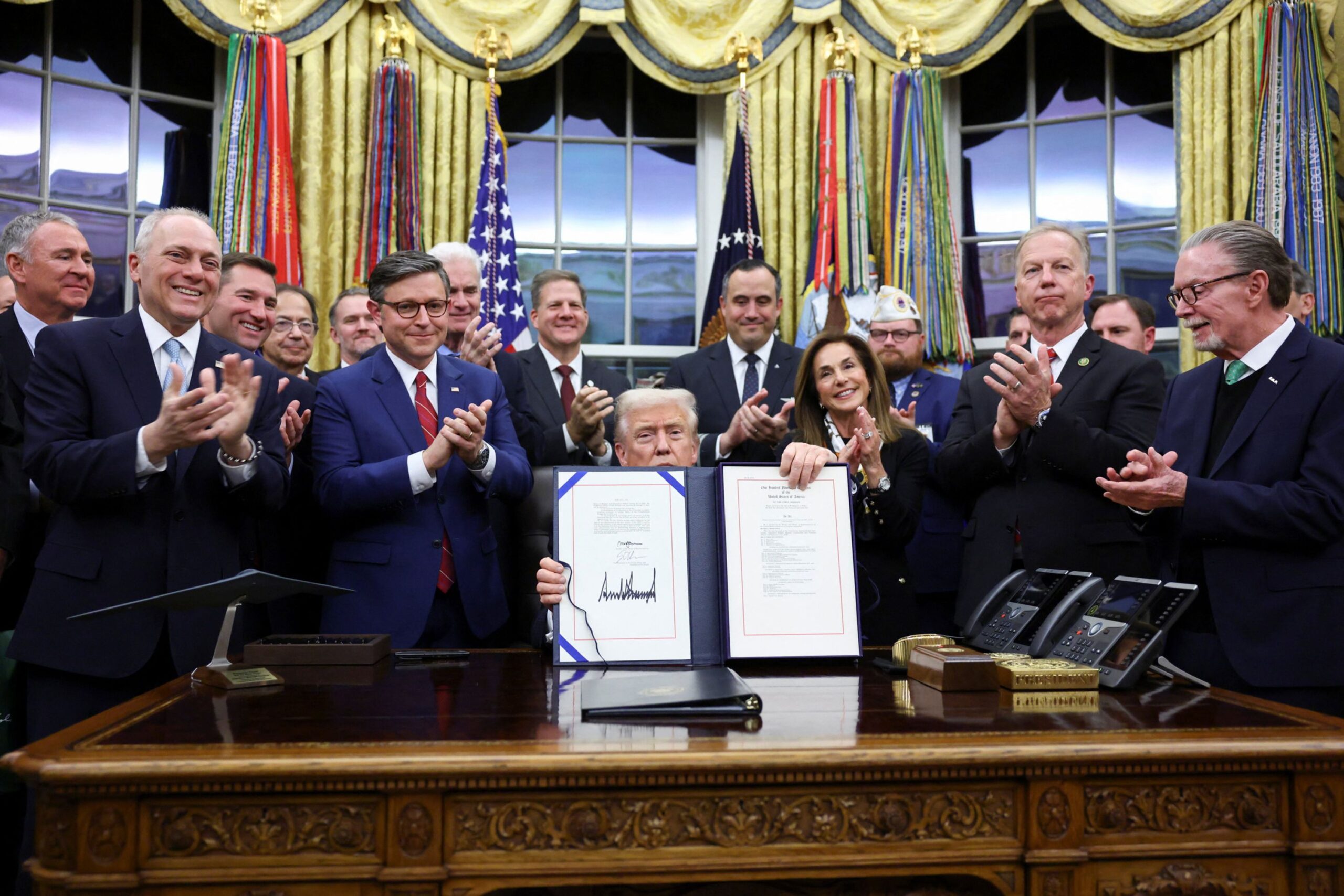 President Donald Trump Poses With Lawmakers