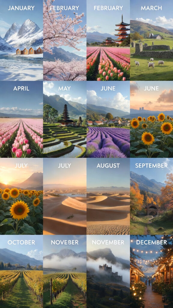 12 Months Of The Year Evocative Landscape From A Different Area Of The World 11