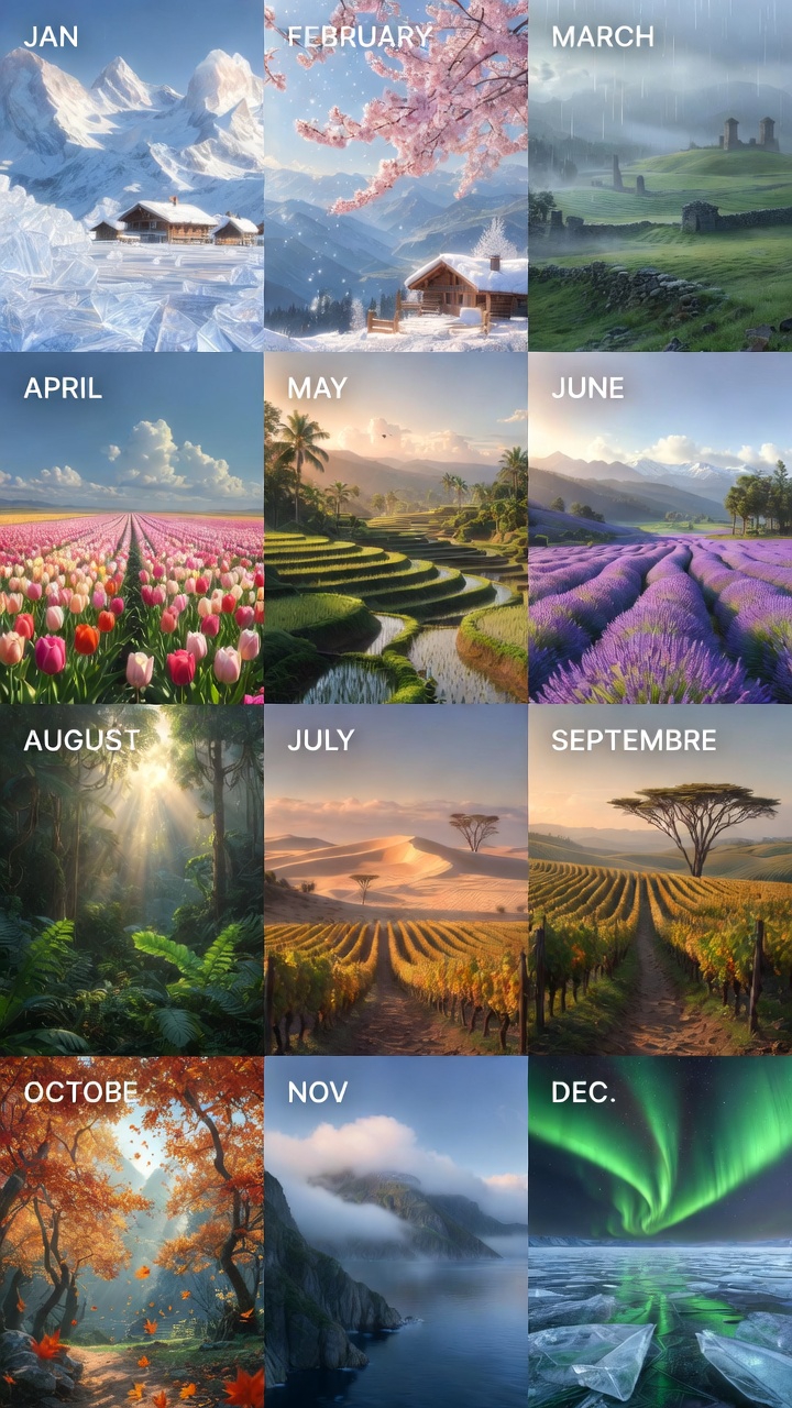 12 Months Of The Year Evocative Landscape From A Different Area Of The World 1122