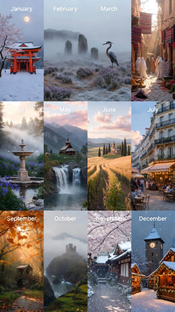 12 Months Of The Year Evocative Landscape From A Different Area Of The World 7